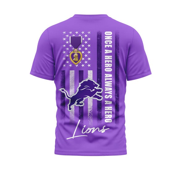 Detroit Lions | Premium National Purple Heart Day 3D Shirt HI