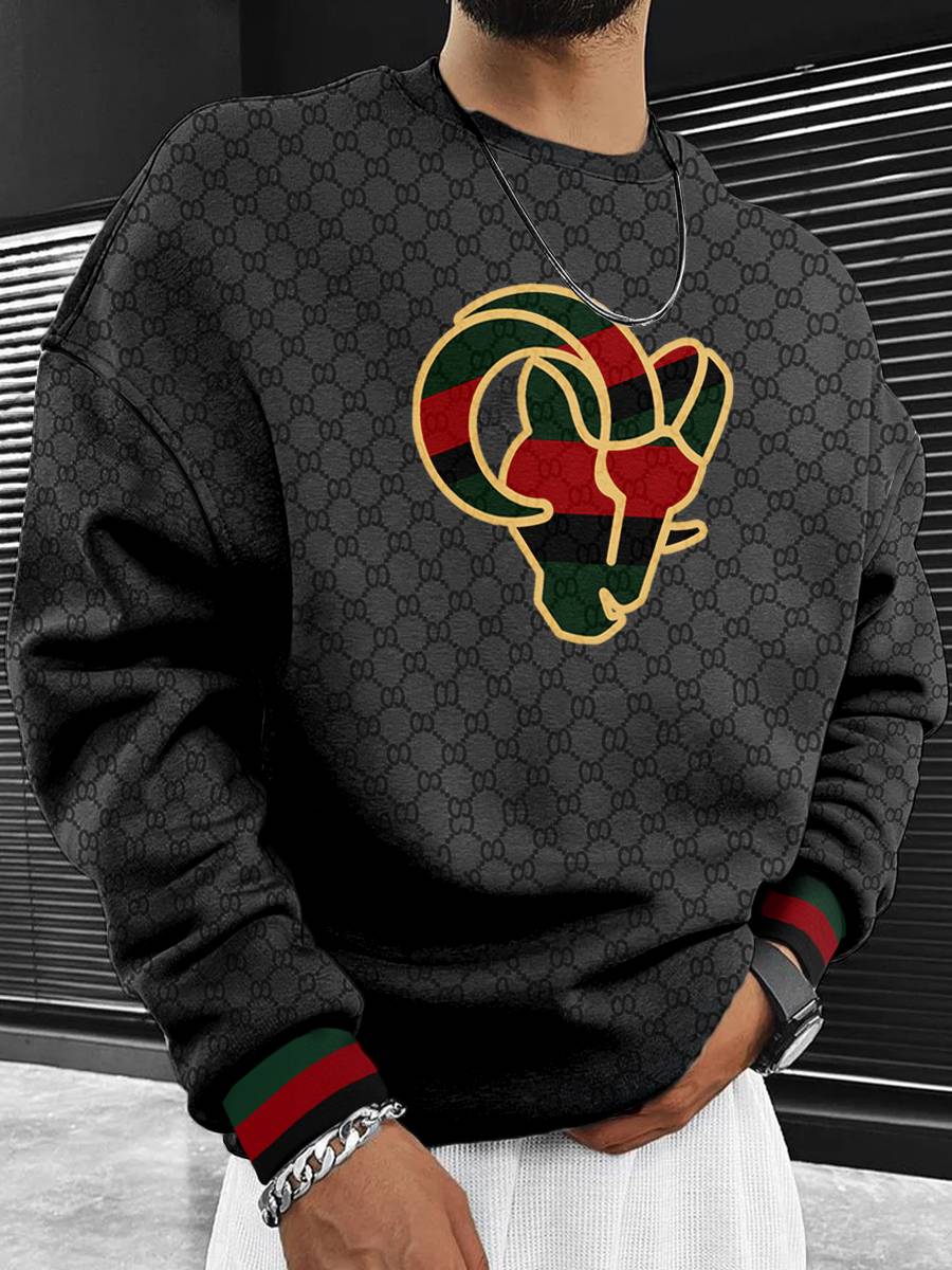 Los Angeles Rams Men's Crew Neck Sweatshirt Black