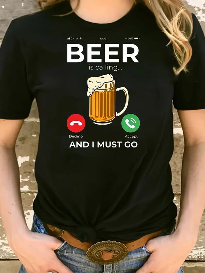 WOMen's Oktoberfest Beer Printed 100% Cotton Short Sleeve T-Shirt