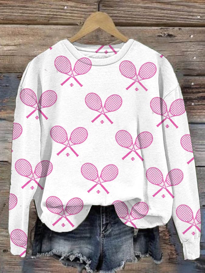 Women's Tennis Print Casual Hoodie