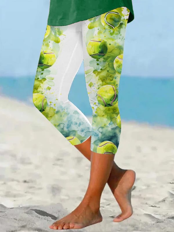 Women's Watercolor Tennis Print Leggings