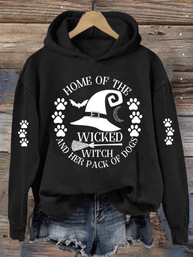 Women's Casual Home Of The Wicked Witch And Her Pack Of Dog Printed Sweatshirt