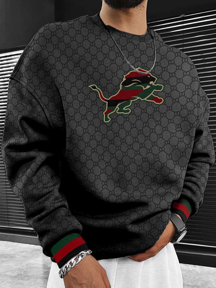 Detroit Lions Men's Crew Neck Sweatshirt Black