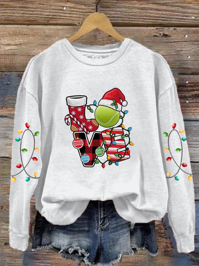 Women's Christmas Tennis Lovers Printed Casual Sweatshirts