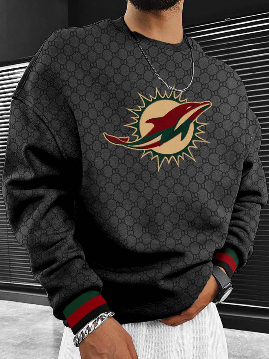 Miami Dolphins Men's Crew Neck Sweatshirt Black