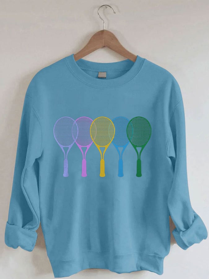 Women's Tennis Print Crewneck Sweatshirt