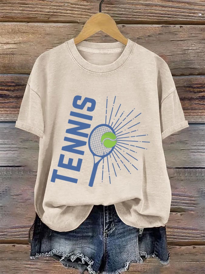 Women's Tennis Printed Round-Neck Casual T-Shirt