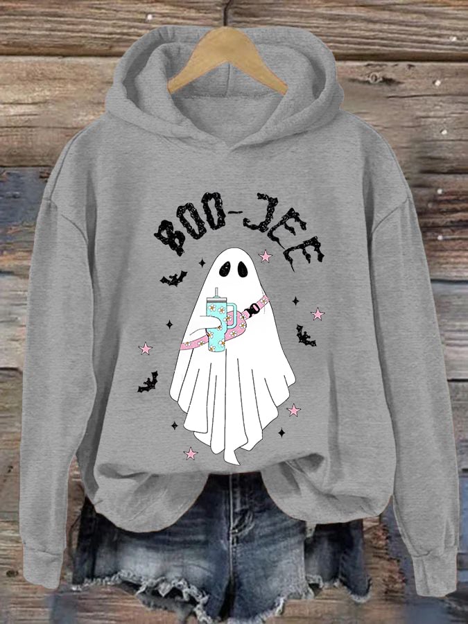 Women's Halloween Boo Jee Cute Ghost Casual Hoodie