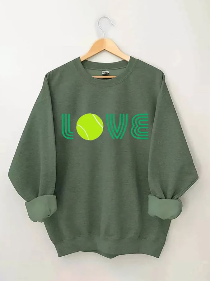 Women's Tennis Love Tennis Print Crewneck Sweatshirt