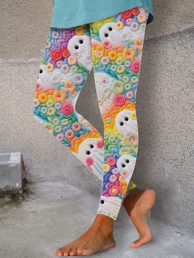 Women's Rainbow Ghost Halloween Leggings