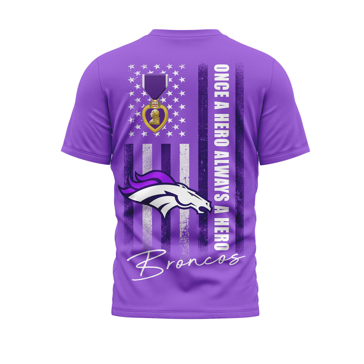 Denver Broncos | Premium NFL Premium National Purple Heart Day 3D Shirt HI