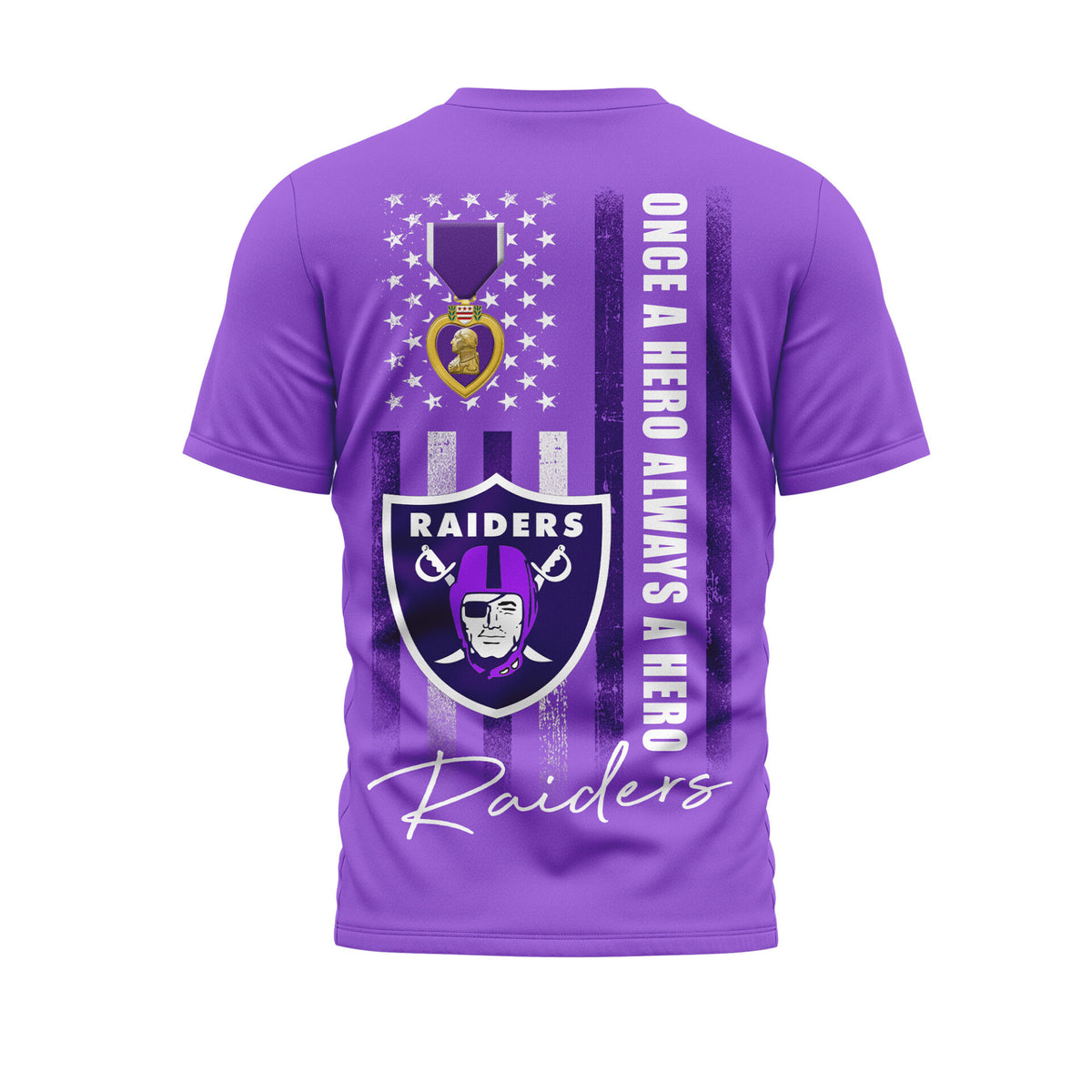 Las Vegas Raiders | Premium NFL Premium National Purple Heart Day 3D Shirt HI