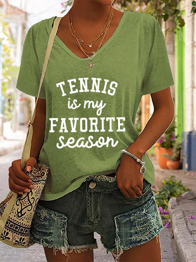 Women's Tennis Is My Favorite Season Print T-Shirt