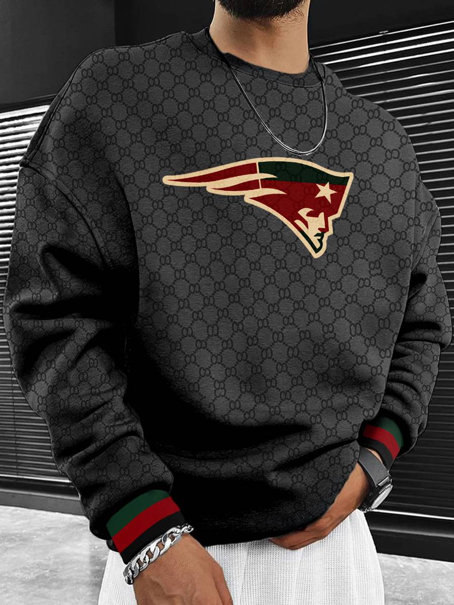 New England Patriots Men's Crew Neck Sweatshirt Black