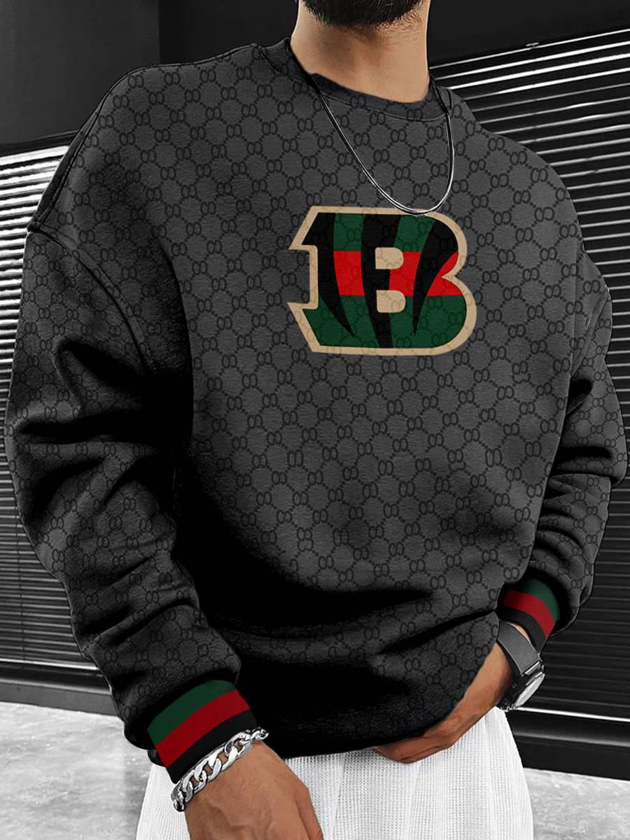 Cincinnati Bengals Men's Crew Neck Sweatshirt Black