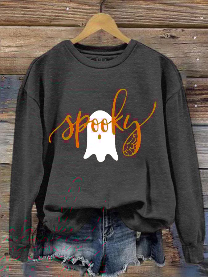 Women's Funny Halloween Spooky Season Printed Sweatshirt