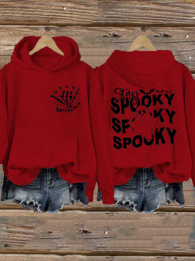 Women's Halloween Stay Spooky Ghost Printed Casual Hoodie