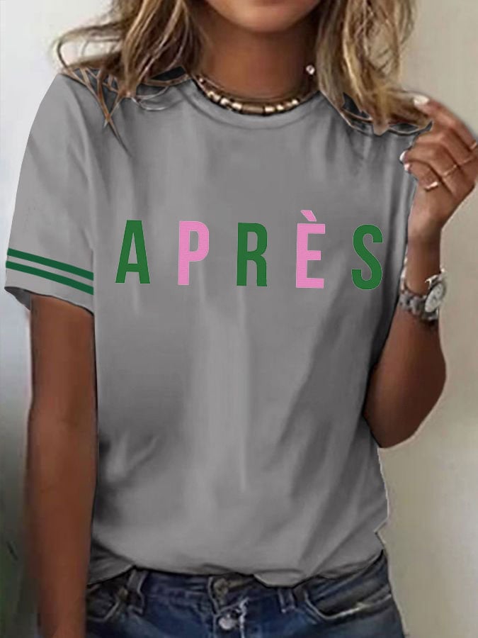 Women's Tennis Printed Round-Neck Casual T-Shirt