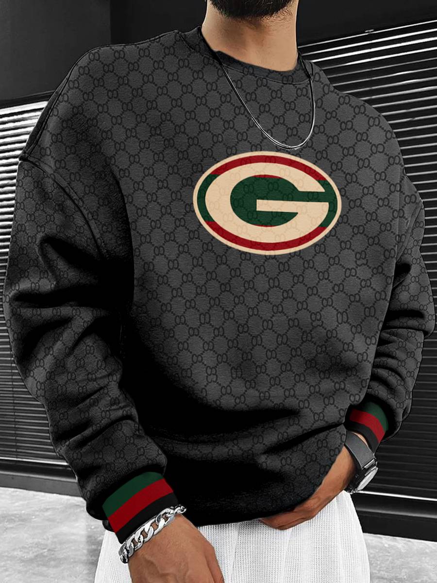 Green Bay Packers Men's Crew Neck Sweatshirt Black