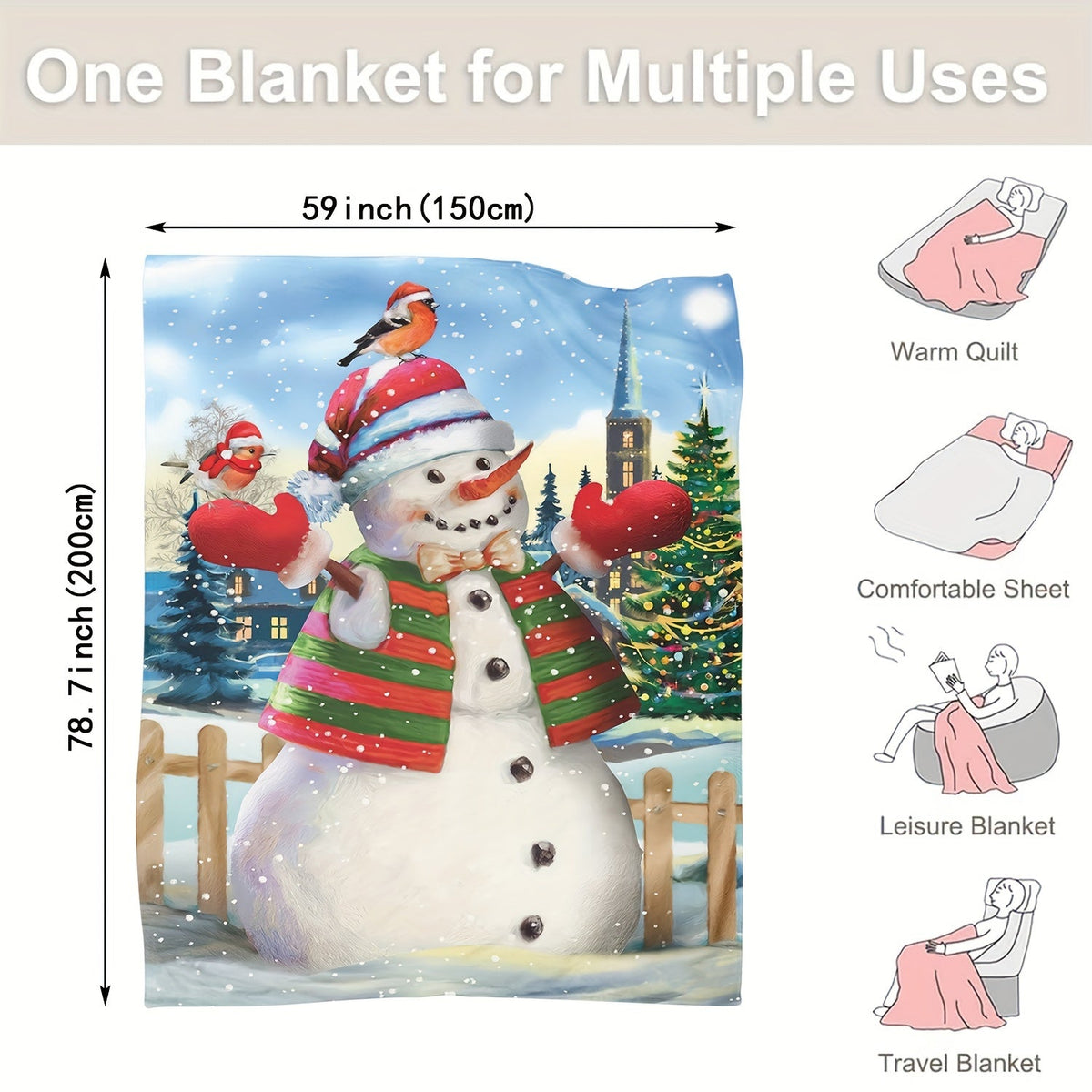 Cozy up this Christmas with our Digital Printing Flannel Blanket featuring a Festive Snowman Design!