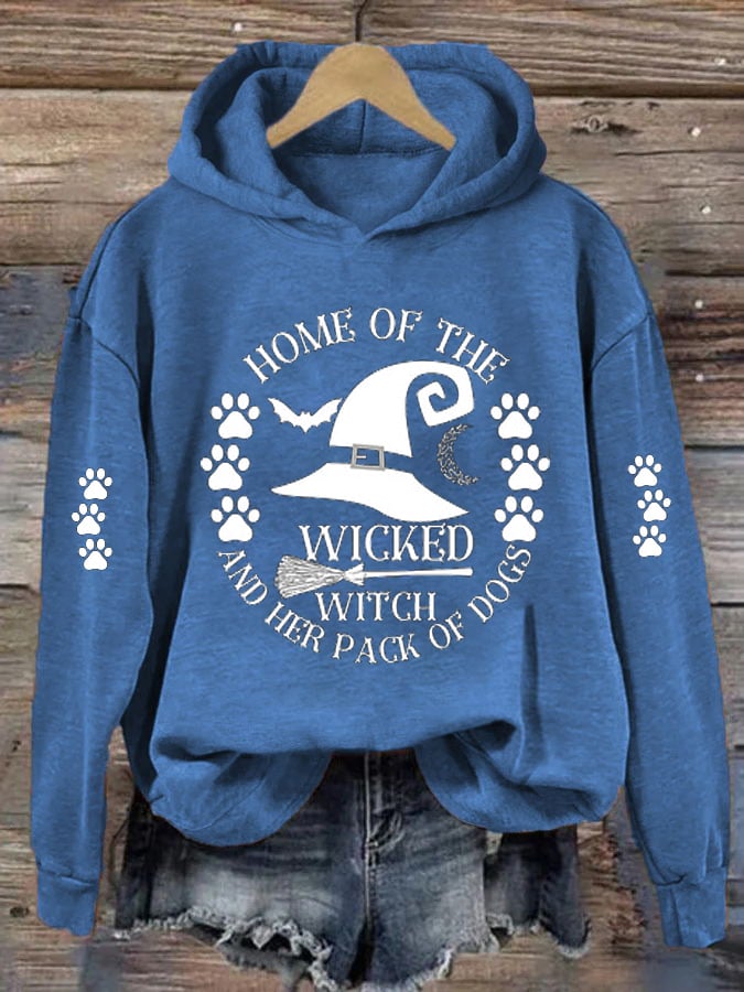 Women's Casual Home Of The Wicked Witch And Her Pack Of Dog Printed Sweatshirt