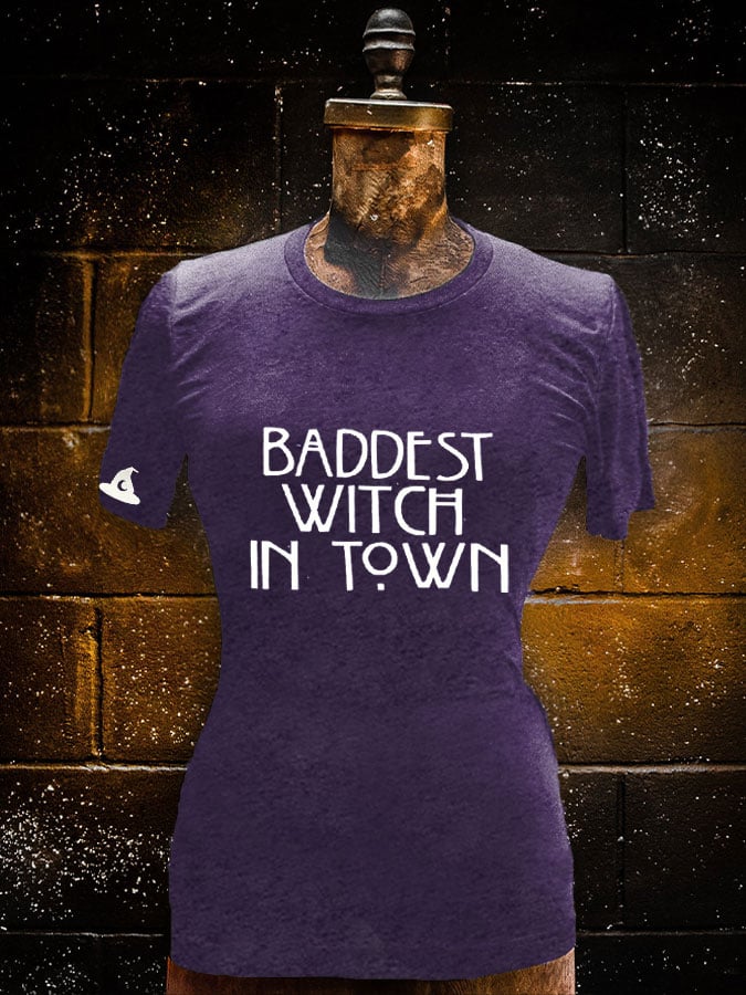 Women's Halloween Baddest Witch In Town Print T-Shirt