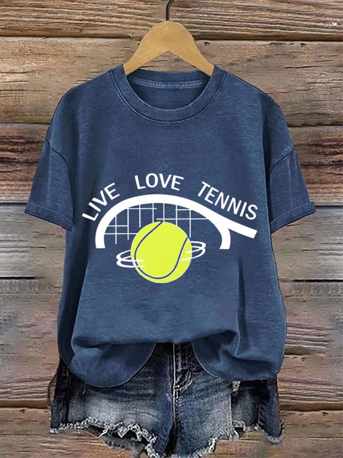 Women's Tennis Printed Round-Neck Casual T-Shirt