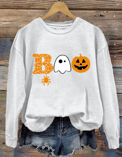 Women's  Halloween Boo Print Sweatshirt