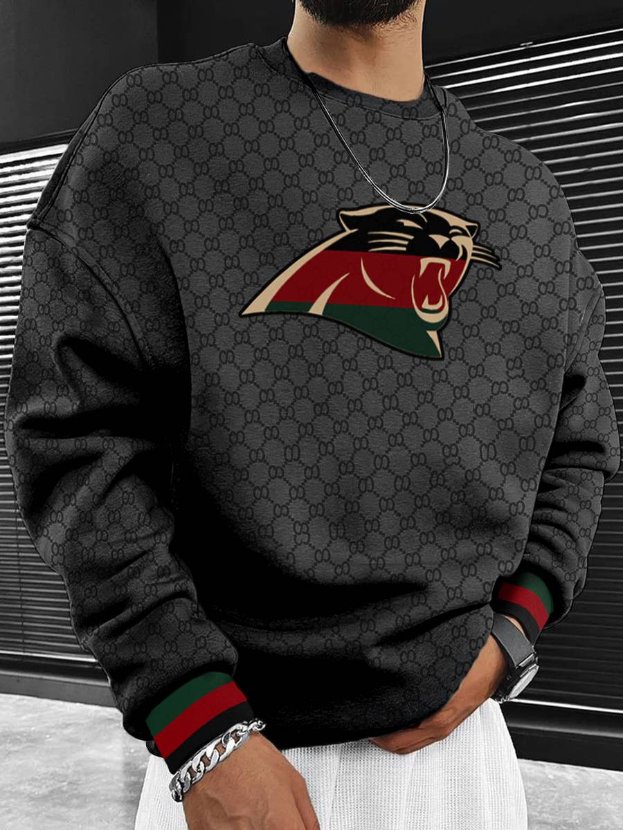Carolina Panthers  Men's Crew Neck Sweatshirt Black