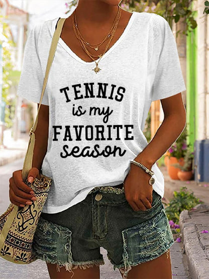 Women's Tennis Is My Favorite Season Print T-Shirt