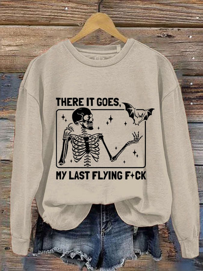 Women's Halloween There It Goes My Last Flying F*ck  Print Crew Neck Sweatshirt