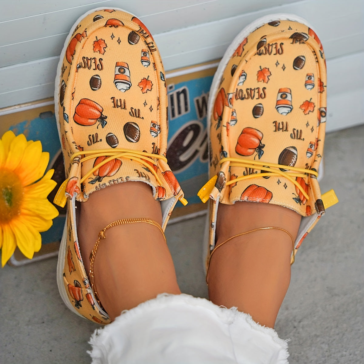 Pumpkin Spice Collection: Women's Casual Lace-Up Canvas Sneakers