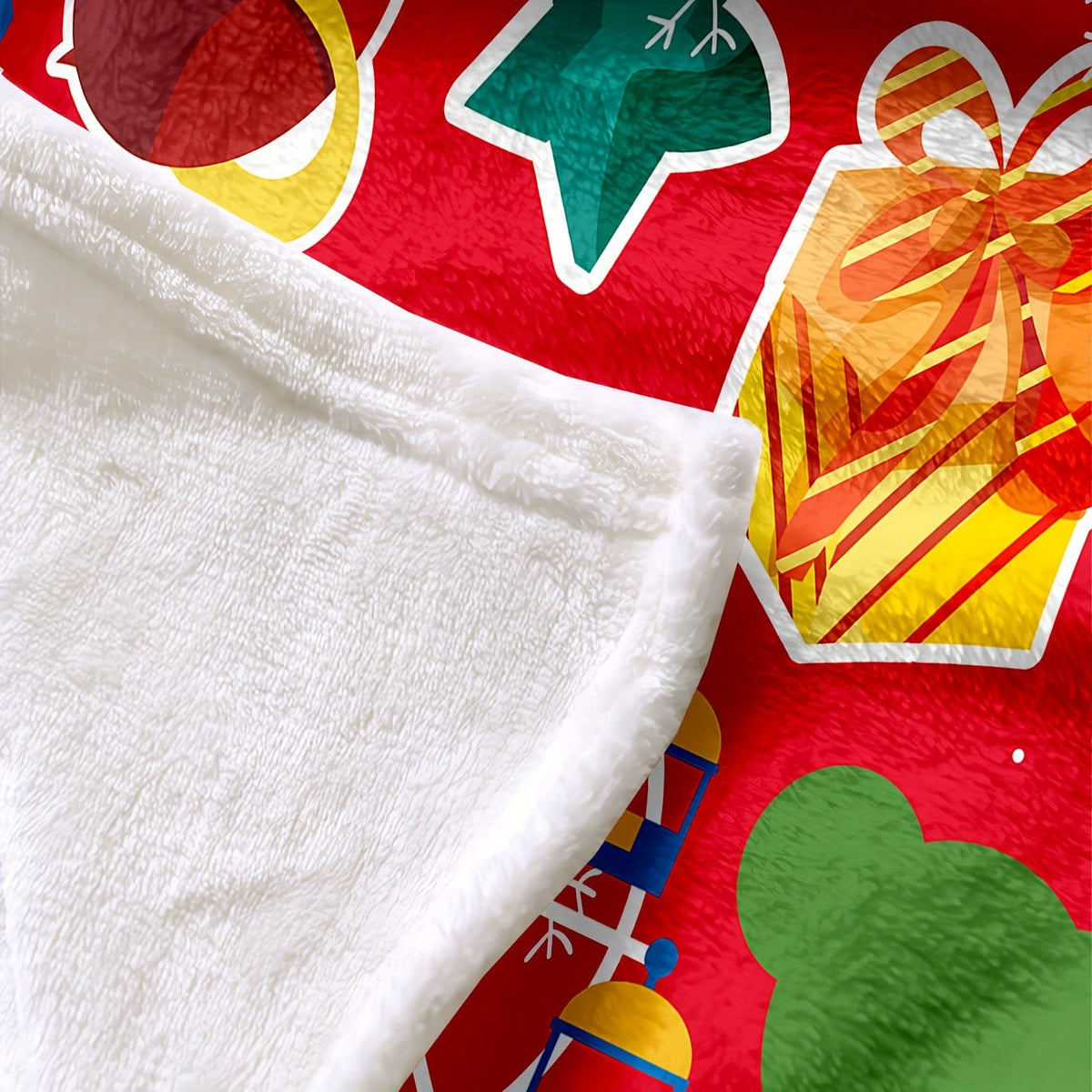 Cozy and Festive: Cartoon Christmas Elements Flannel Blanket for All-Season Comfort and Gifting