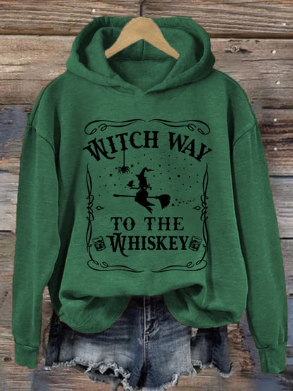 Women's Halloween Witch Way To The Whiskey Hoodie