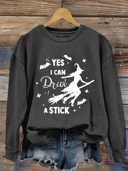 Women's "Yes, I Can Drive A Stick!" Printed Casual Sweatshirt