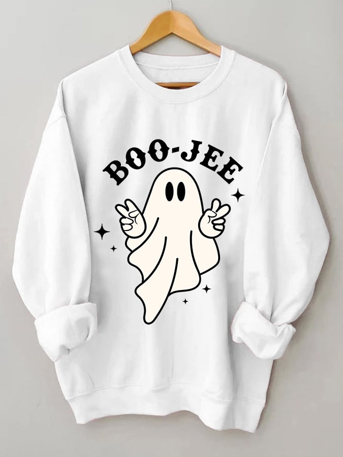 Women's Halloween Boo Jee Cute Ghost Casual Sweatshirt