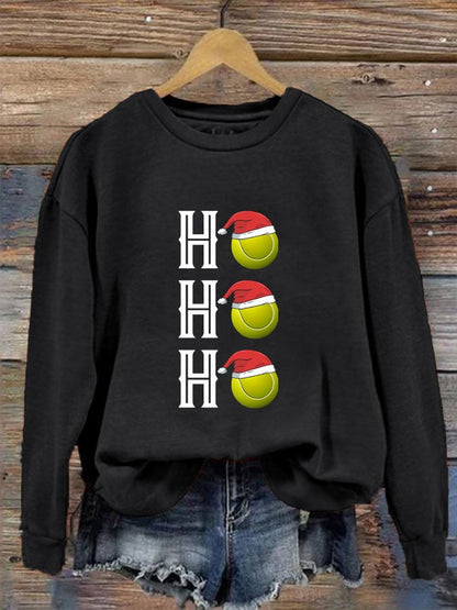Women's Tennis Christmas "HO,HO,HO" Printed Sweatshirt