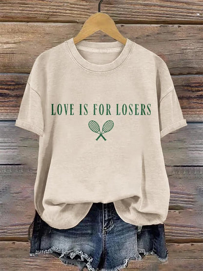 Women's Love Is For Losers Tennis Print T-Shirt