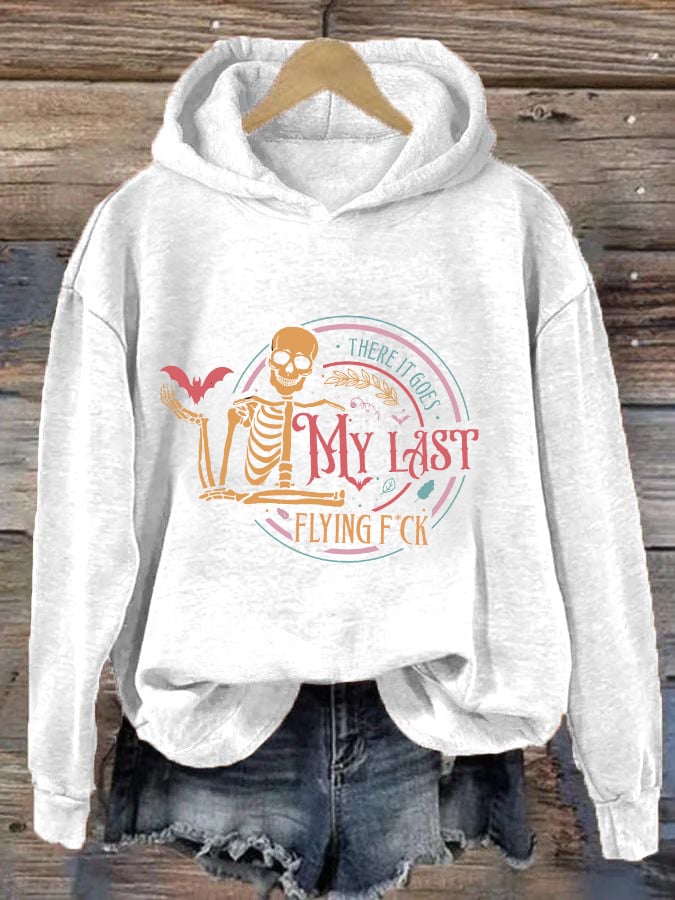 Women's Halloween There It Goes My Last Flying F*ck Print Casual Hooded Sweatshirt