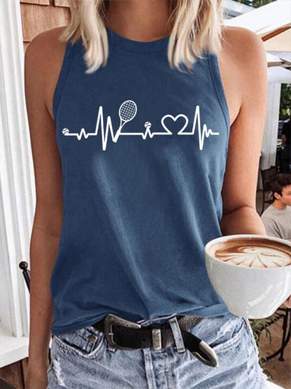 Women's Tennis Lovers Printed Casual Tank Top