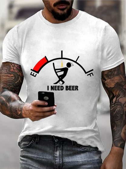Men's Oktoberfest Beer Printed  Short Sleeve T-Shirt