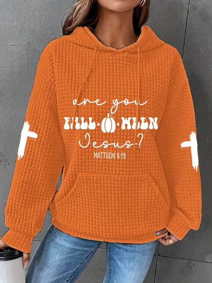 Women's Are You Fall-O-Ween Jesus? Casual Waffle Hoodie