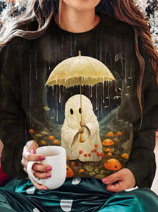 Women's Ghost Picking Mushrooms In The Forest Casual Sweatshirt