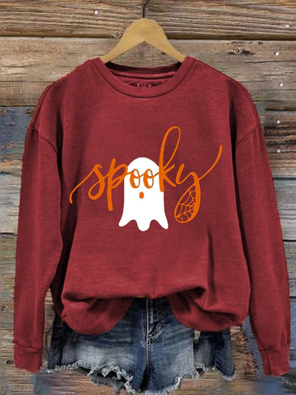 Women's Funny Halloween Spooky Season Printed Sweatshirt