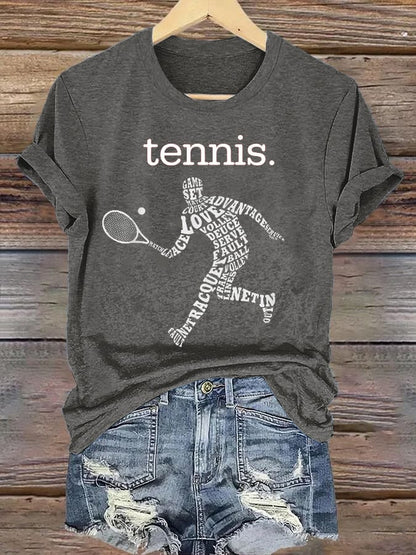 Women's Tennis Print Casual T-Shirt