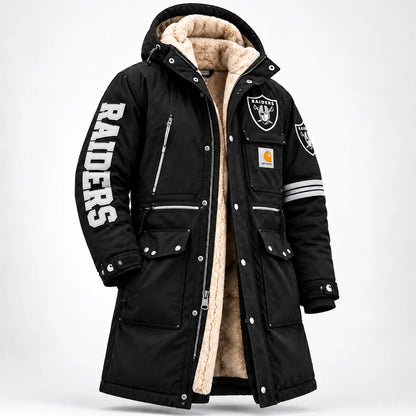 UNISEX LAS VEGAS RAIDERS SHERPA LINED WORKWEAR HOODED WINTER PARKA JACKET