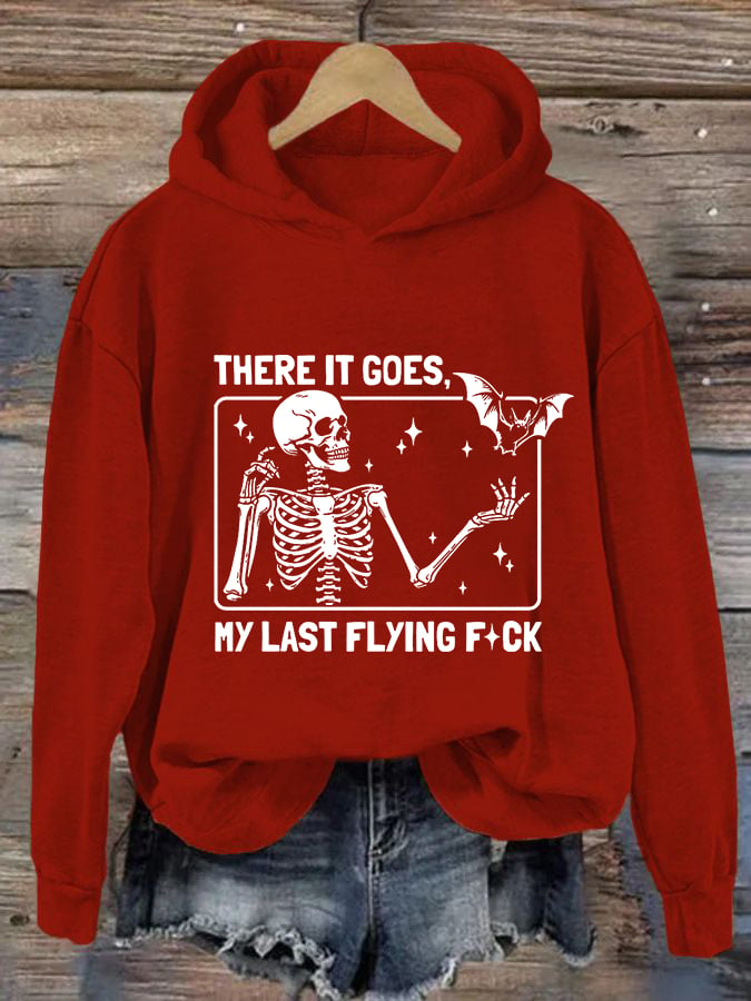 Women's Halloween There It Goes My Last Flying F*ck  Casual Hooded Sweatshirt