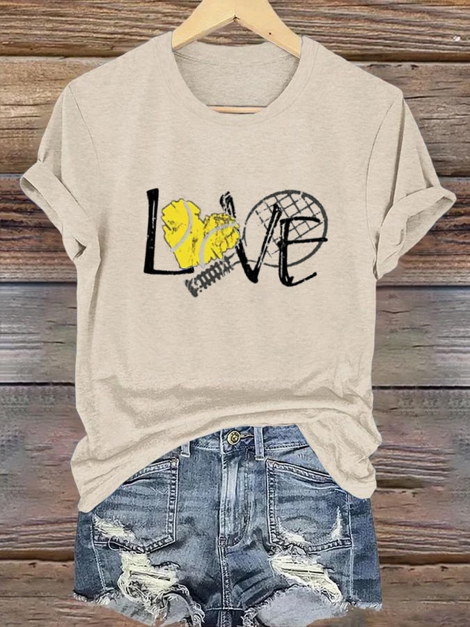 Women's Tennis Print Casual T-Shirt