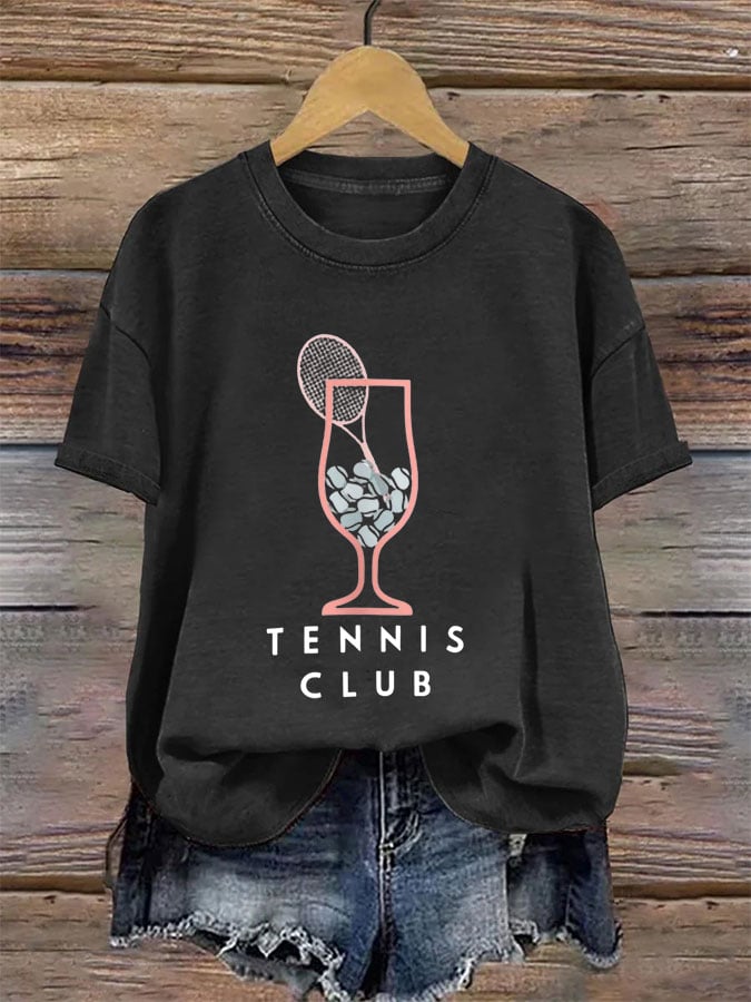 Women's Tennis Printed Round-Neck Casual T-Shirt