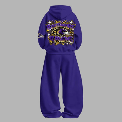 Baltimore Ravens Vintage Plush Hoodie set| NFL